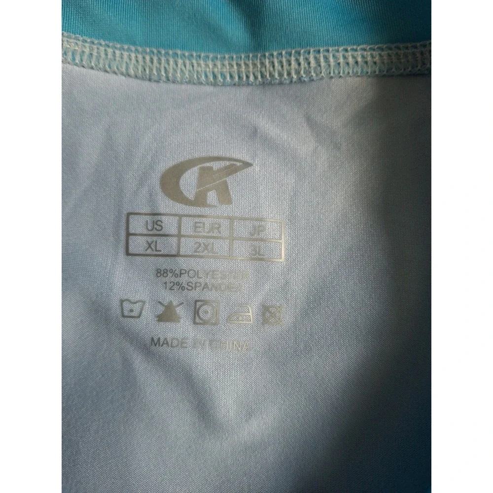 Swim Shirt Short Sleeve Men's Quick  Dry Running  Upf50+sun Top Blue  Size XL